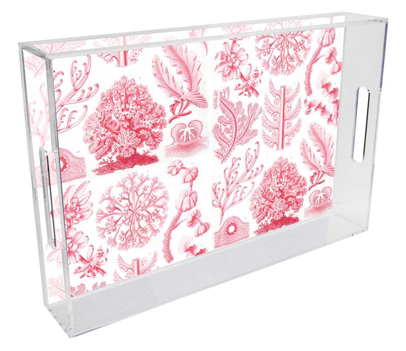PINK CORAL LUCITE TRAY