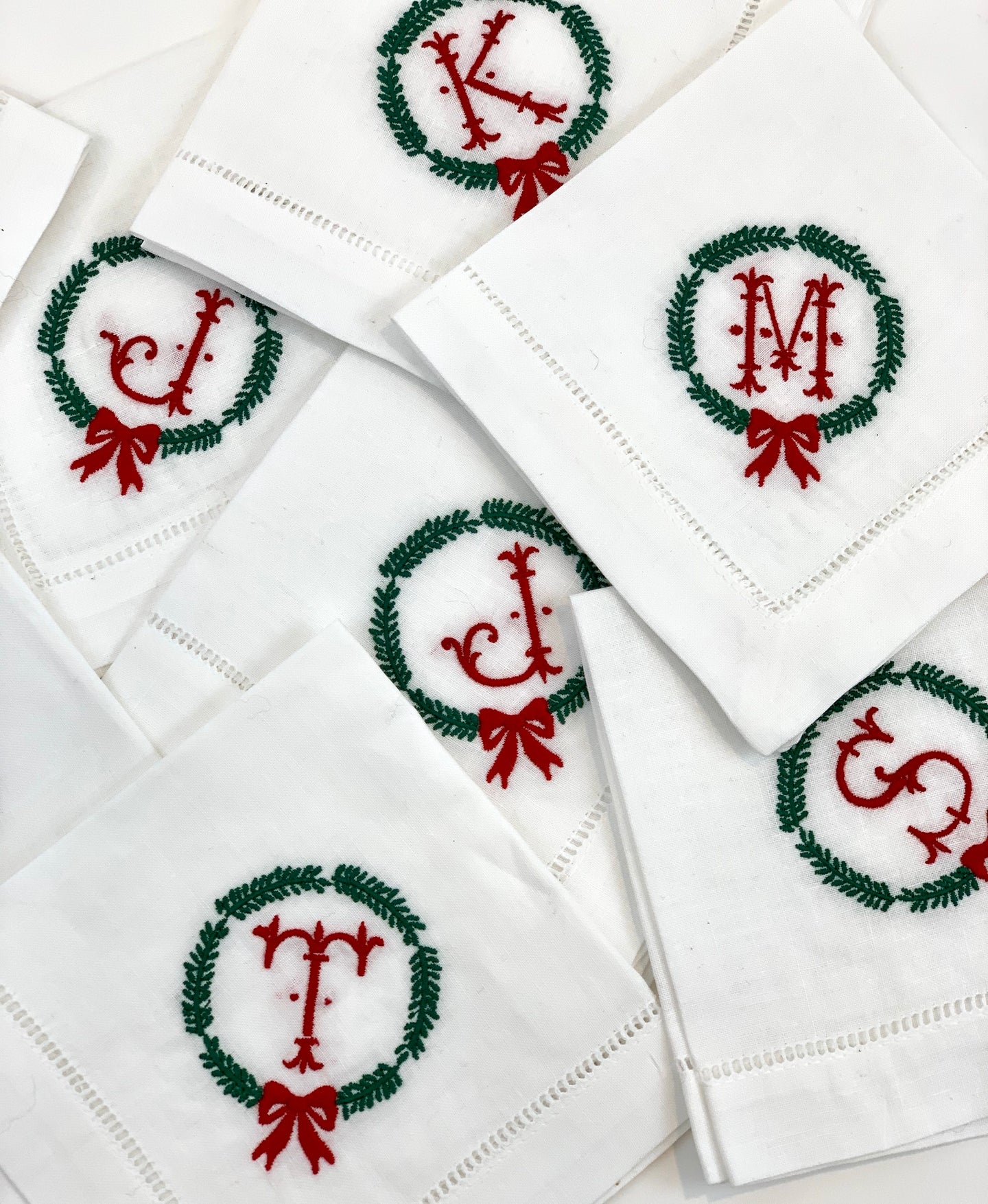 HANKIE with ROMAN WREATH MONOGRAM The Linen Shop, New Canaan