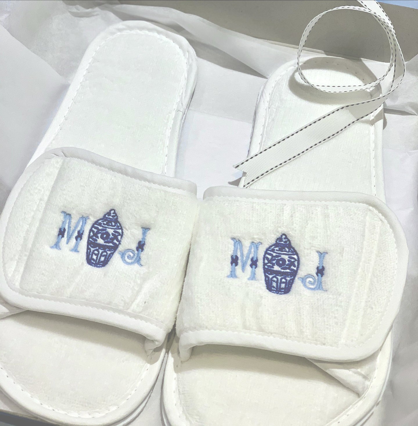 MONOGRAMMED TERRY SLIPPERS