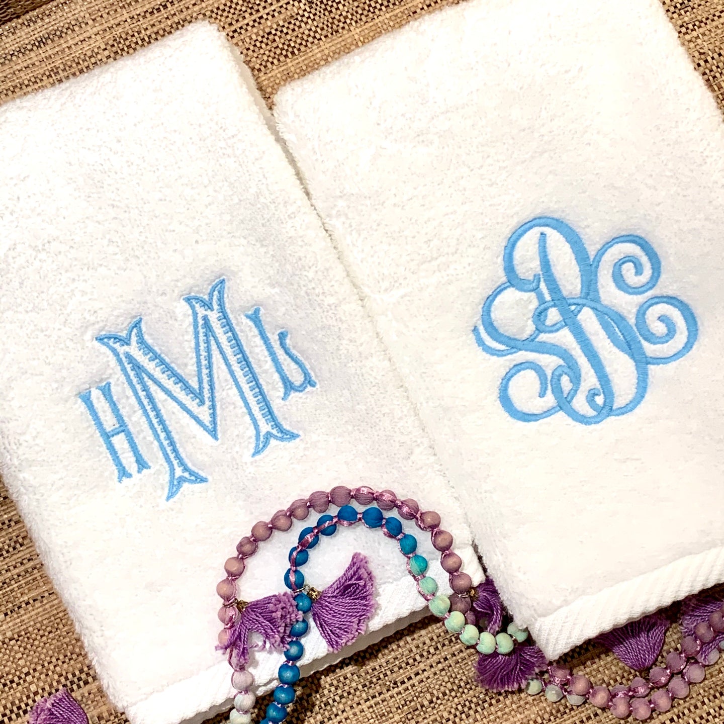 TERRY GUEST TOWEL with TRIPLE MONOGRAM