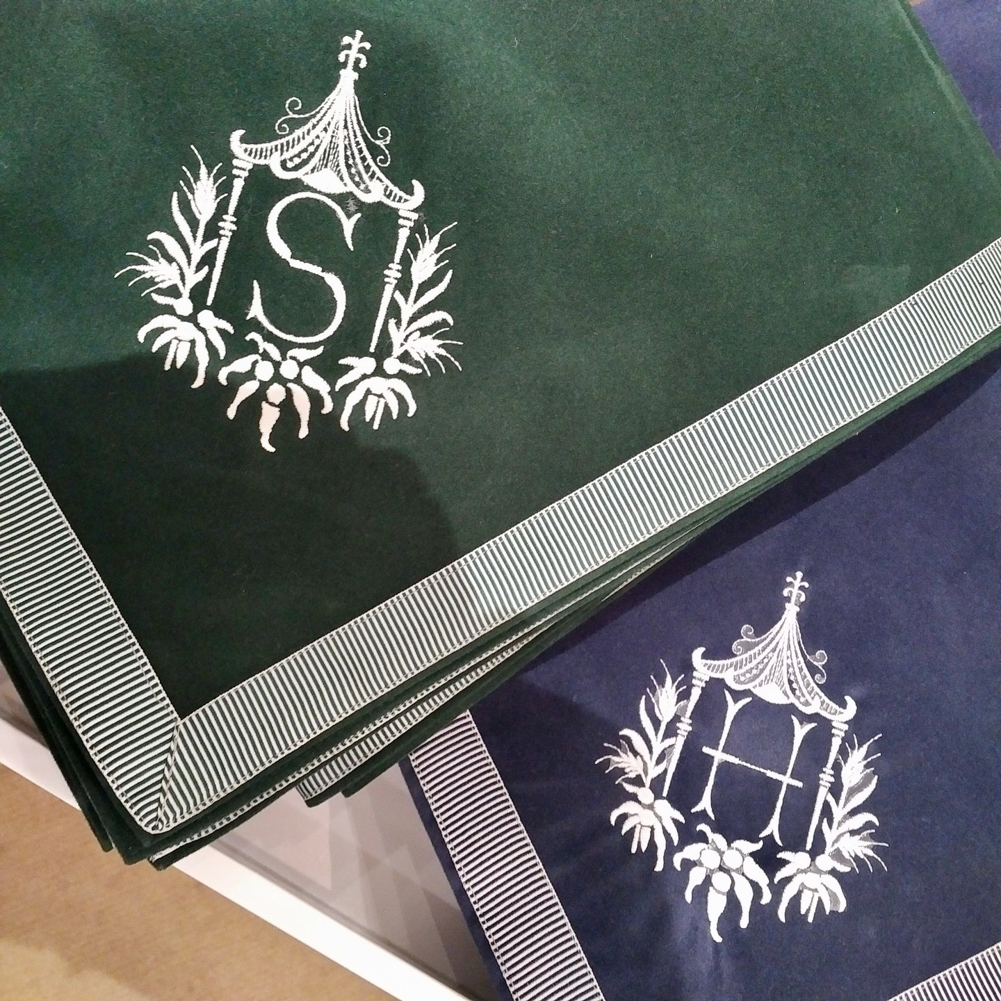 MONOGRAMMED CARD TABLE COVER